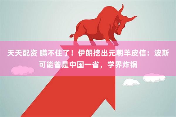 天天配资 瞒不住了！伊朗挖出元朝羊皮信：波斯可能曾是中国一省，学界炸锅